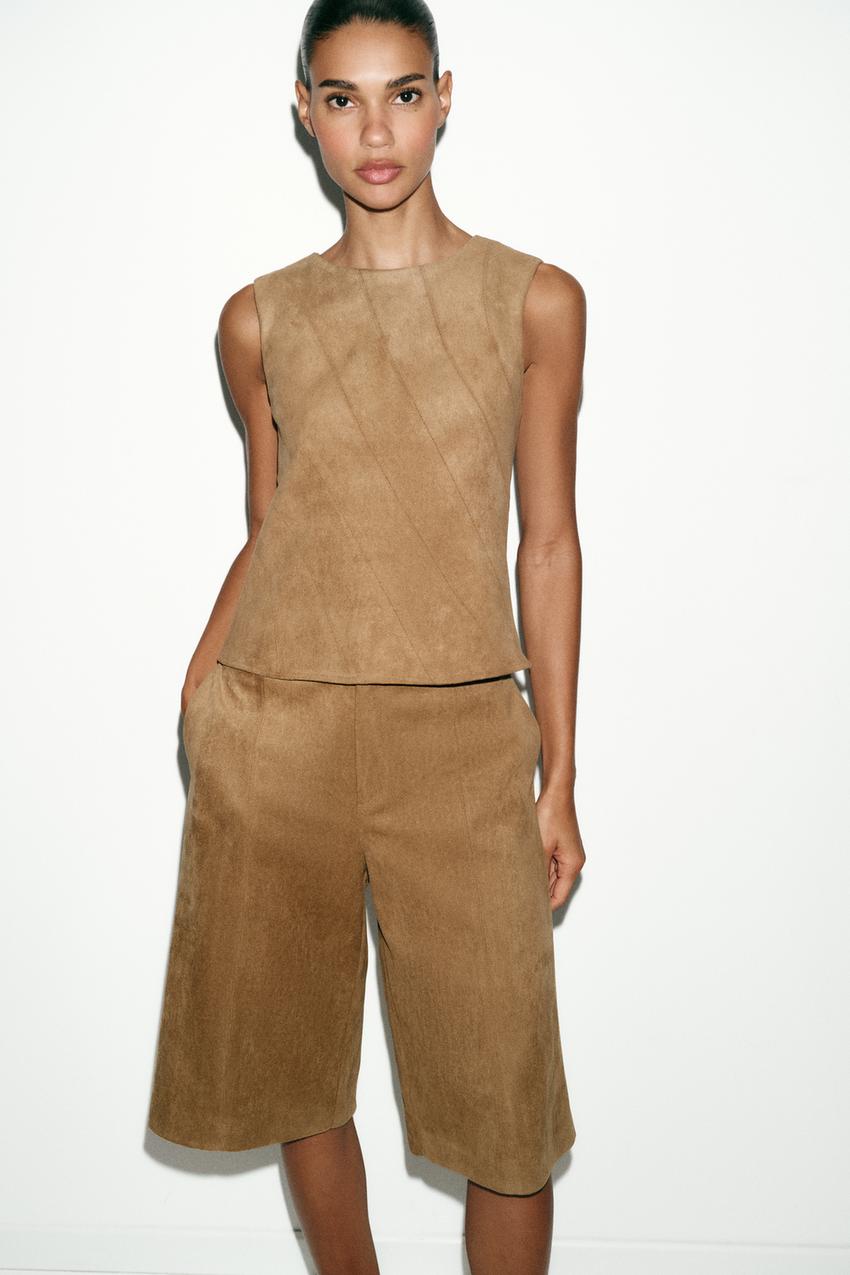 Bermuda long effet suédine