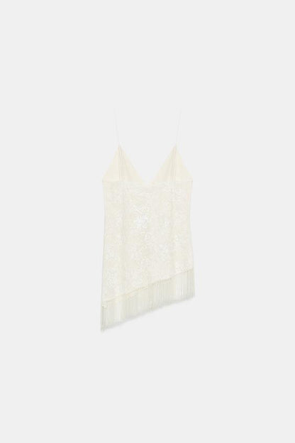 Top en dentelle à perles
