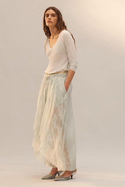 Pantalon contrasté en dentelle Édition limitée