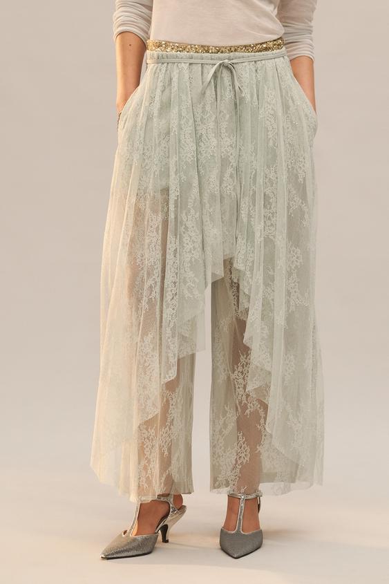 Pantalon contrasté en dentelle Édition limitée