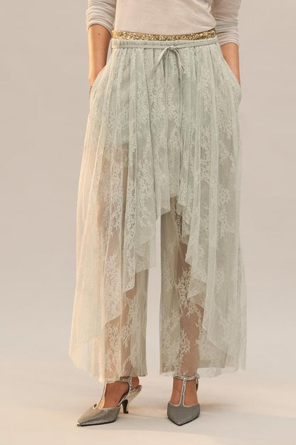 Pantalon contrasté en dentelle Édition limitée