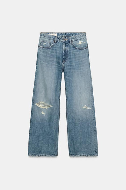 Jean TRF boyfriend déchiré taille mi-haute