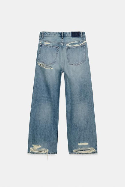 Jean TRF boyfriend déchiré taille mi-haute
