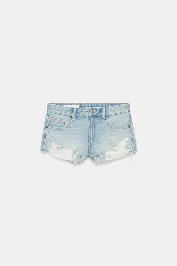 Short en denim TRF déchiré taille mi-haute