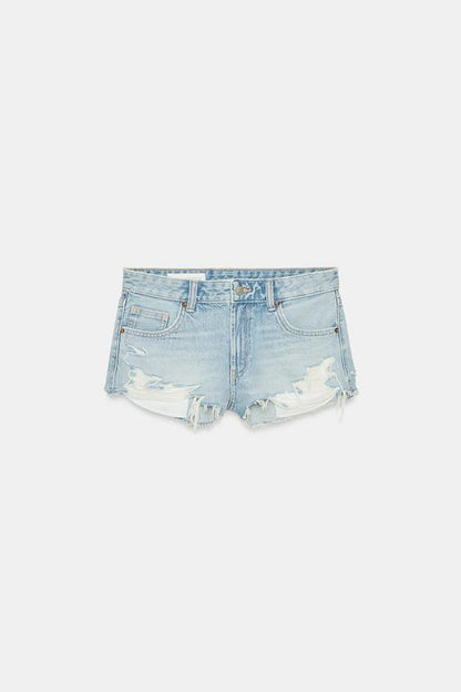 Short en denim TRF déchiré taille mi-haute