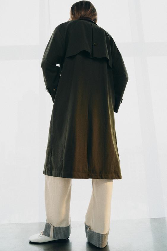 Trench col cuir contrasté ZW Collection