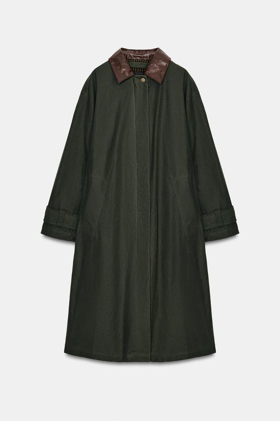 Trench col cuir contrasté ZW Collection