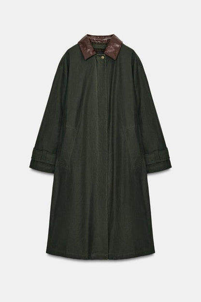 Trench col cuir contrasté ZW Collection
