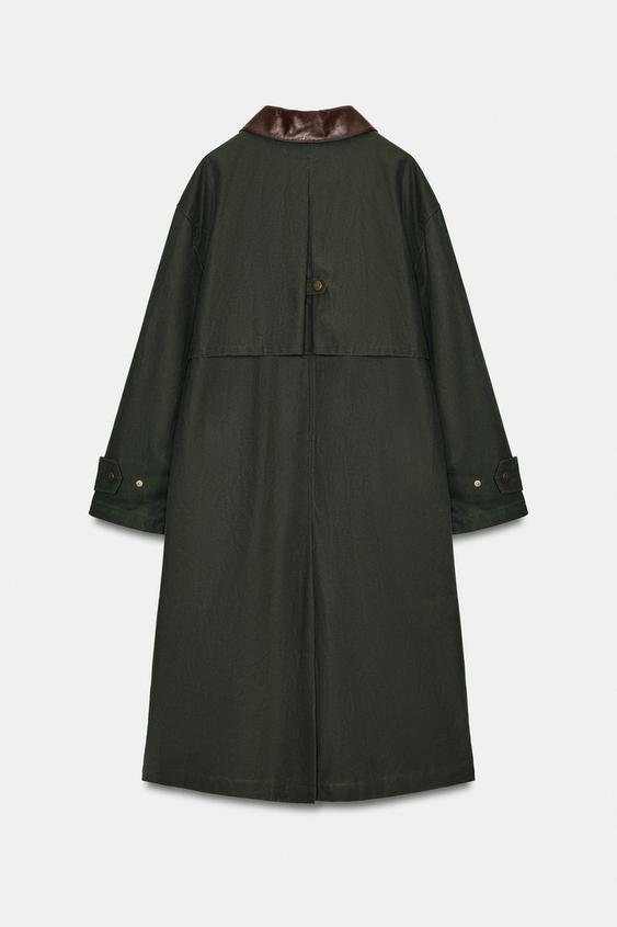 Trench col cuir contrasté ZW Collection