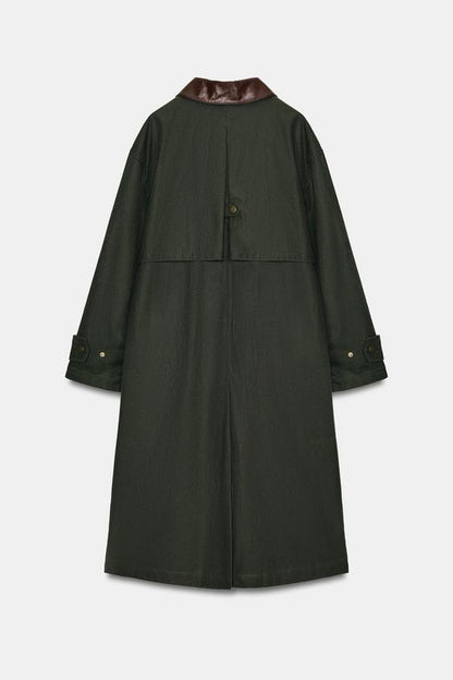Trench col cuir contrasté ZW Collection
