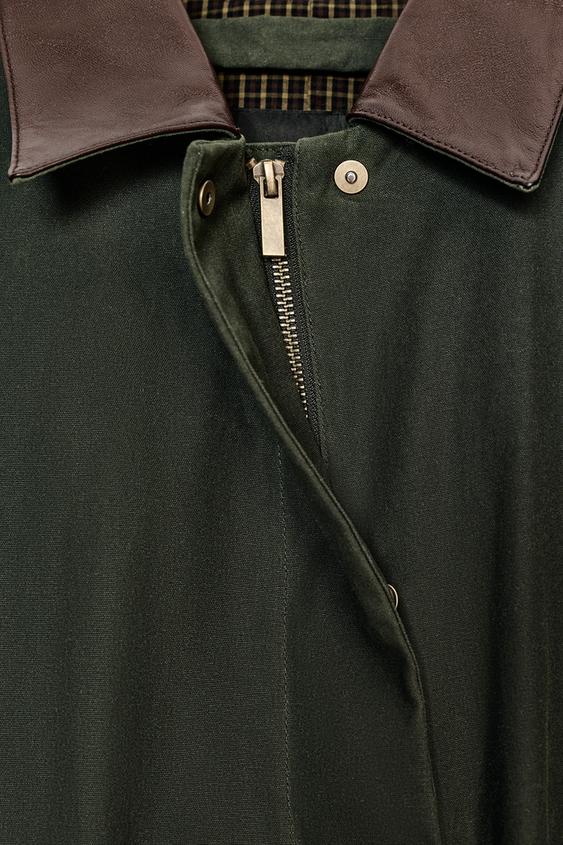 Trench col cuir contrasté ZW Collection