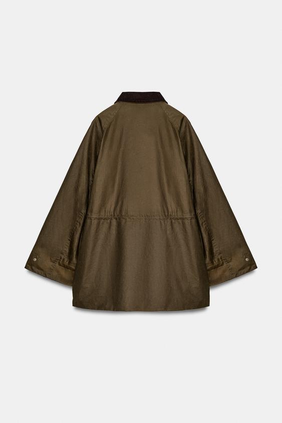 Veste cirée à col en velours côtelé ZW Collection