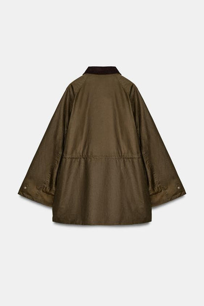 Veste cirée à col en velours côtelé ZW Collection