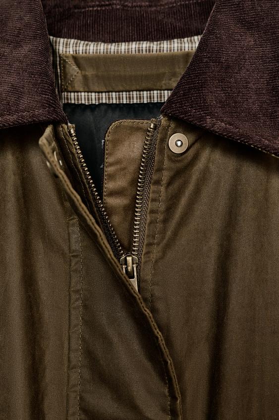 Veste cirée à col en velours côtelé ZW Collection