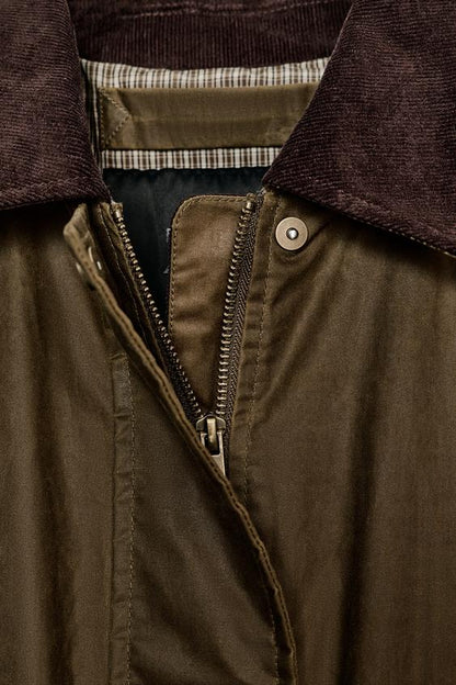 Veste cirée à col en velours côtelé ZW Collection
