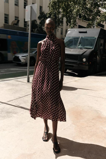 Robe midi à pois