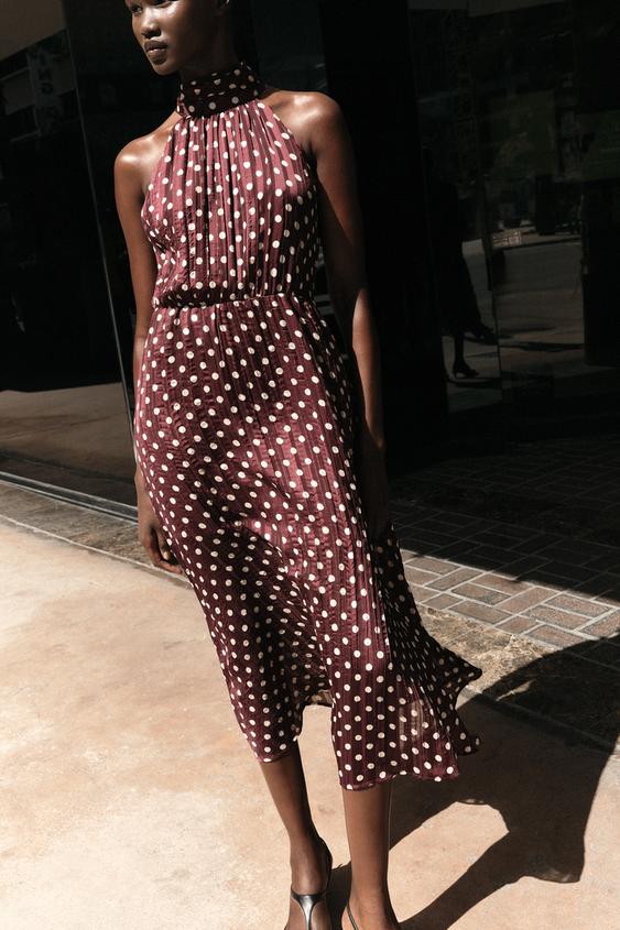 Robe midi à pois