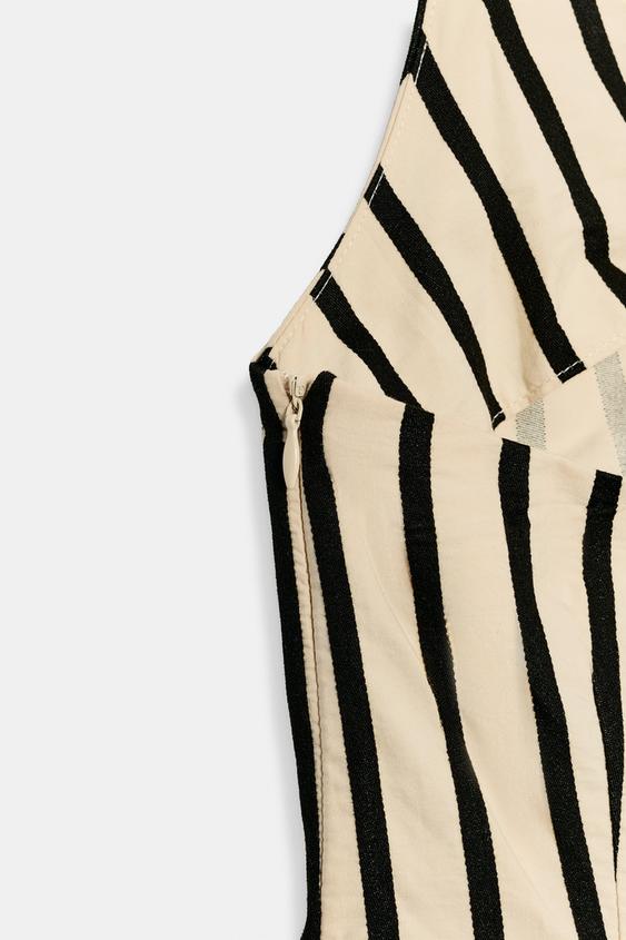 Robe midi ballon à rayures