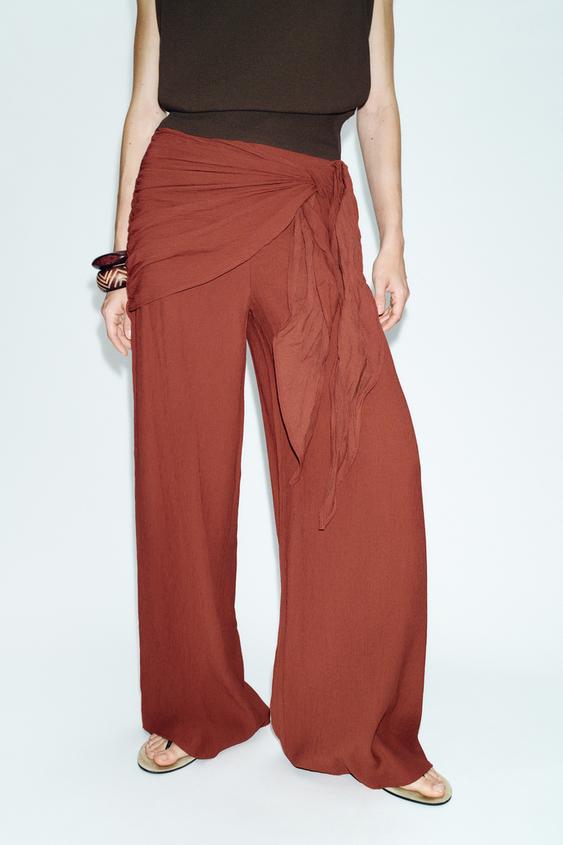 Pantalon large effet foulard