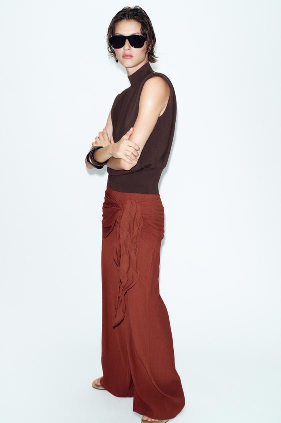 Pantalon large effet foulard