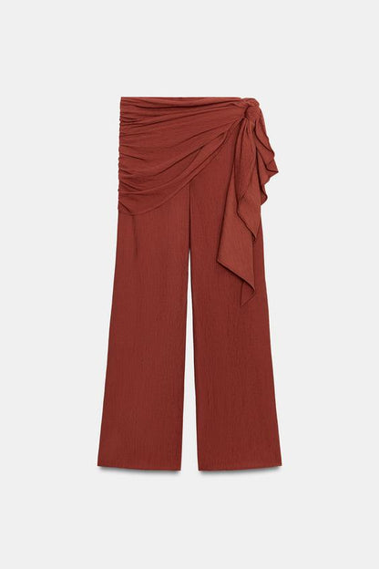 Pantalon large effet foulard