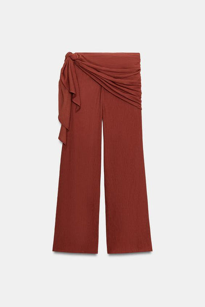 Pantalon large effet foulard
