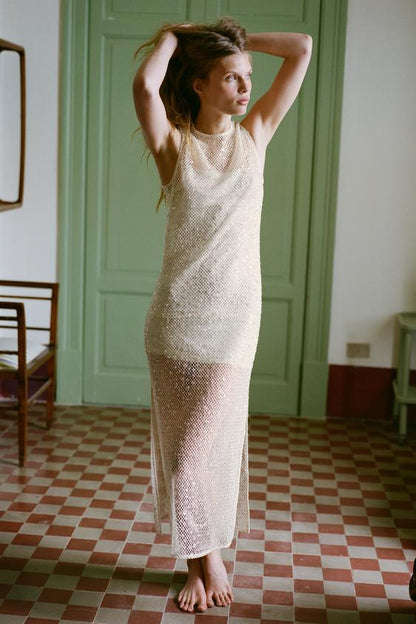Robe midi à sequins
