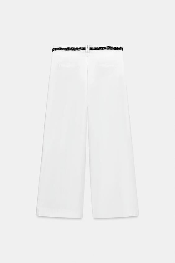 Pantalon en popeline à ceinture foulard
