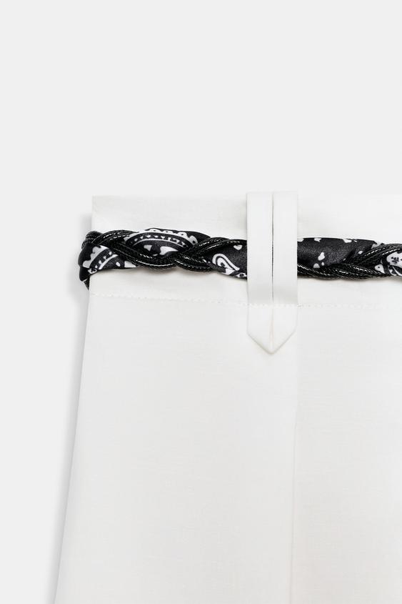 Pantalon en popeline à ceinture foulard