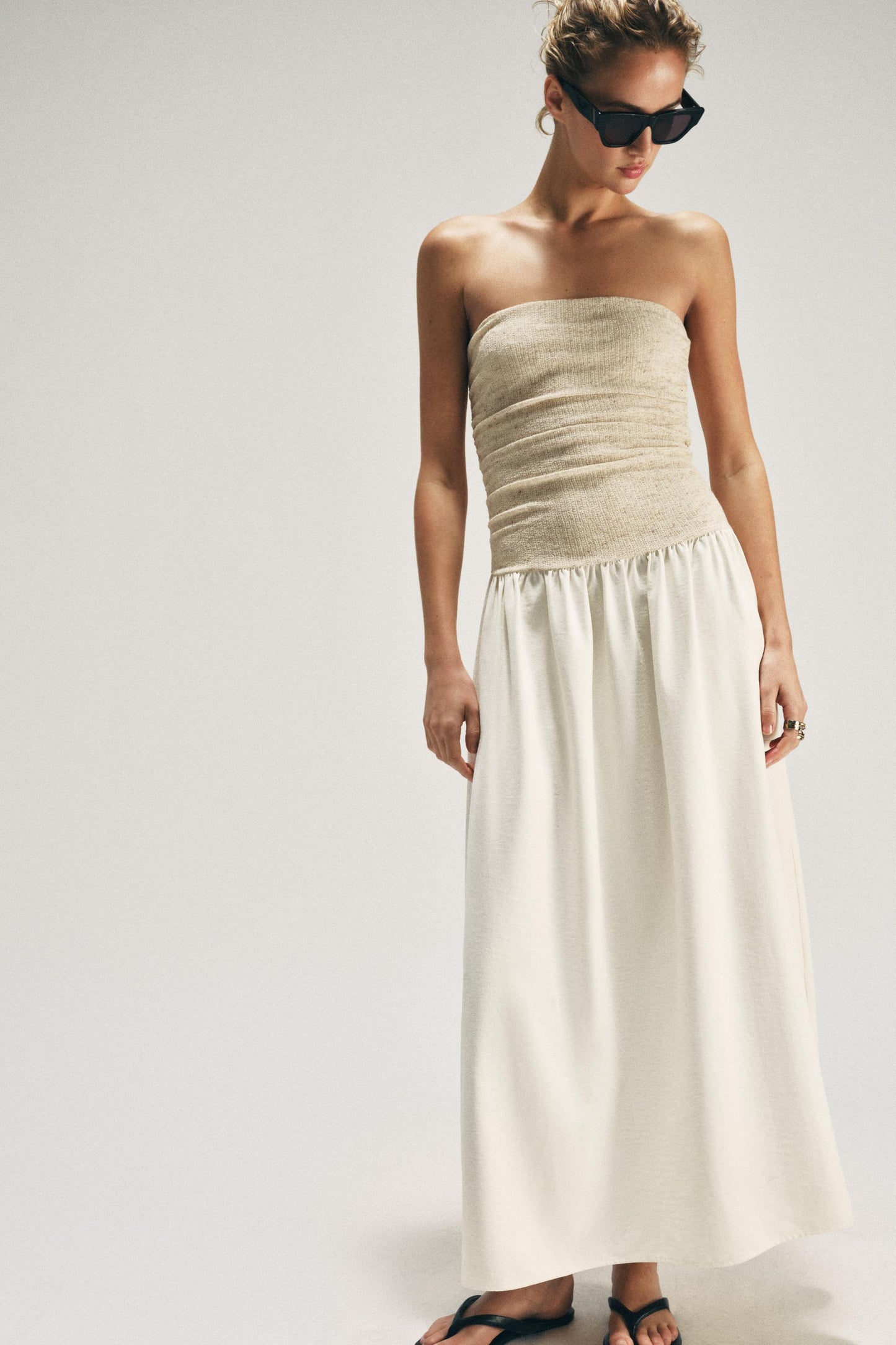 Robe contrastée décolleté droit