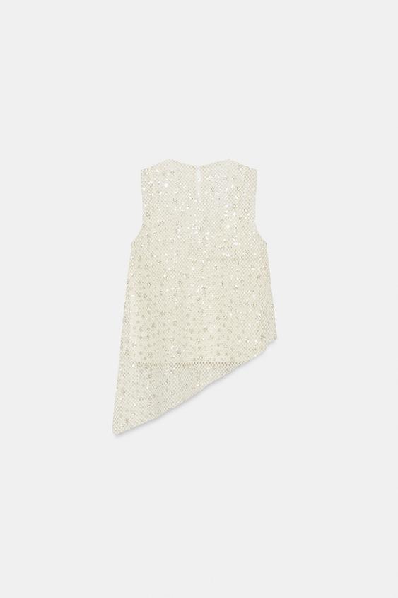 Top rouge à sequins