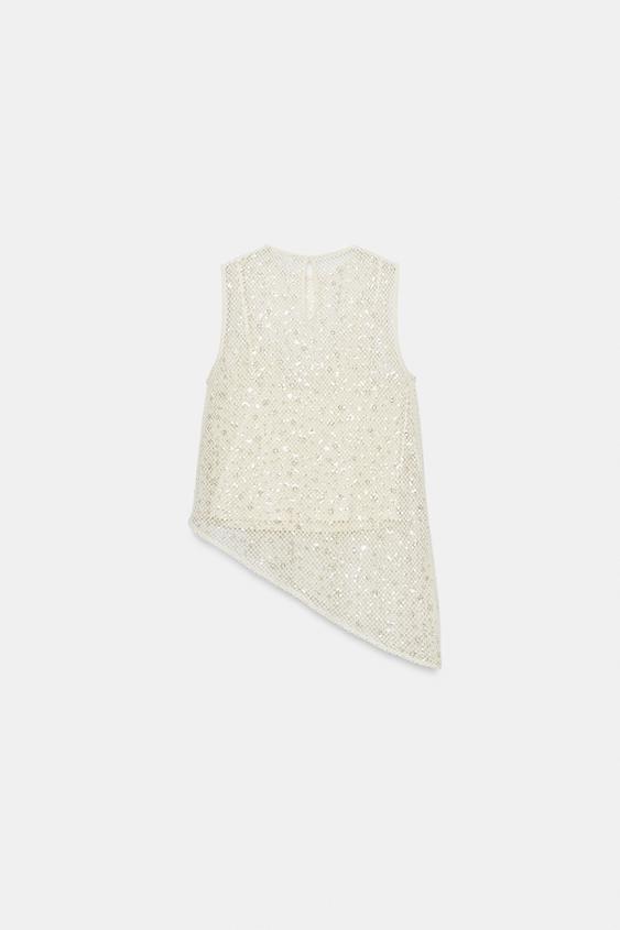 Top rouge à sequins
