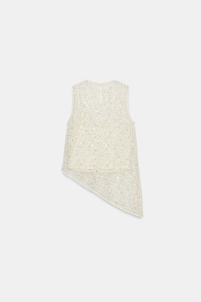 Top rouge à sequins