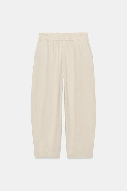 Pantalon coupe barrel en lin