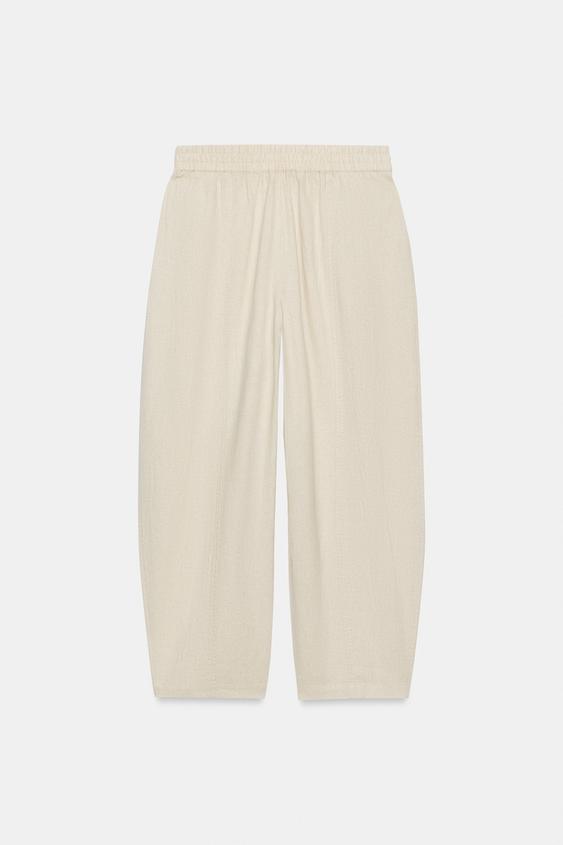 Pantalon coupe barrel en lin