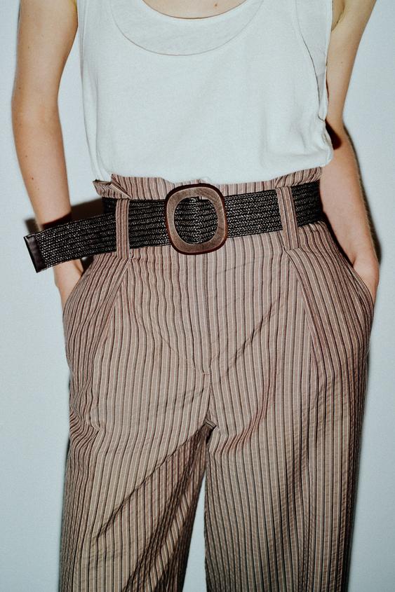 Pantalon à rayures avec ceinture