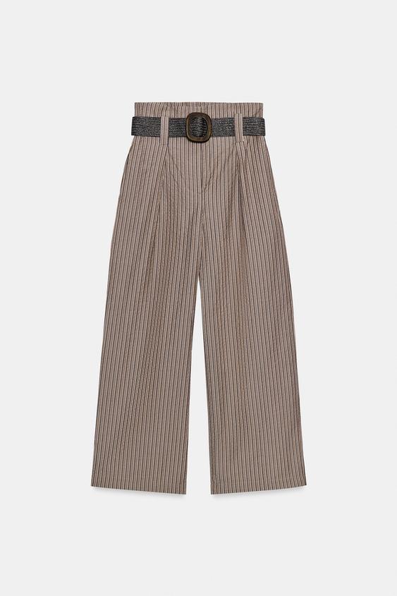 Pantalon à rayures avec ceinture
