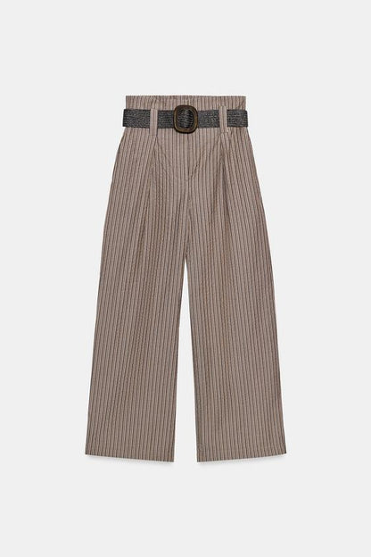 Pantalon à rayures avec ceinture