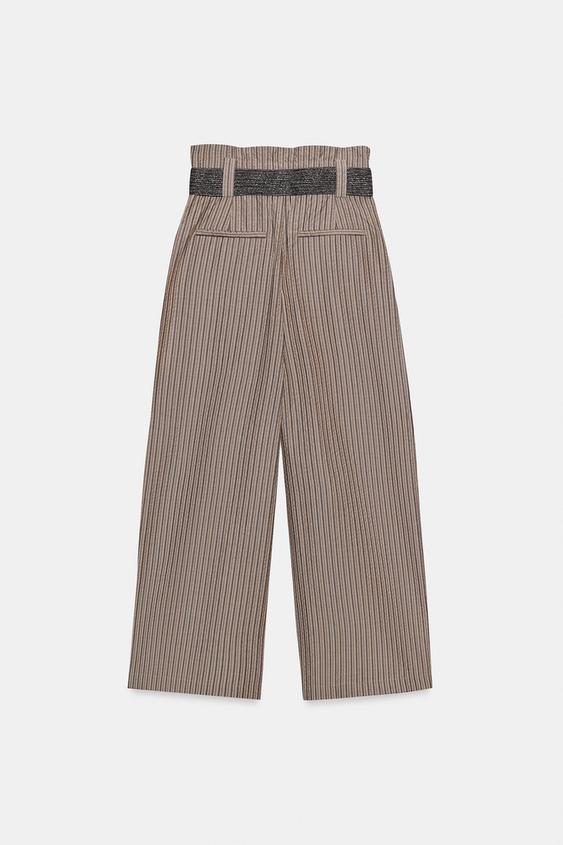 Pantalon à rayures avec ceinture