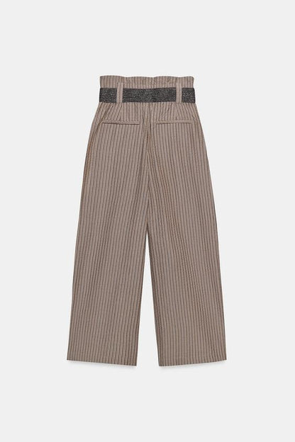 Pantalon à rayures avec ceinture