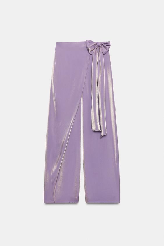Pantalon paréo avec nœud effet brillant