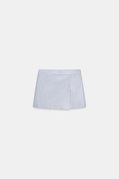 Jupe-culotte croisée effet cuir