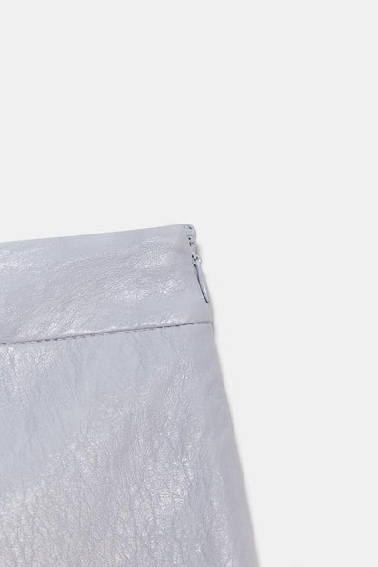 Jupe-culotte croisée effet cuir
