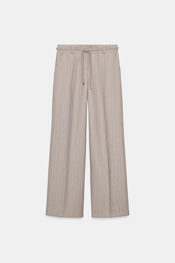 Pantalon à chevrons avec ceinture tressée