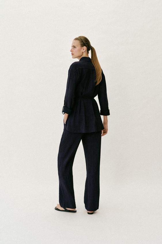 Pantalon droit effet froissé