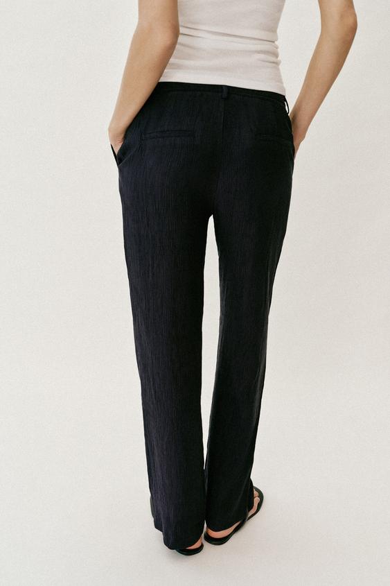 Pantalon droit effet froissé