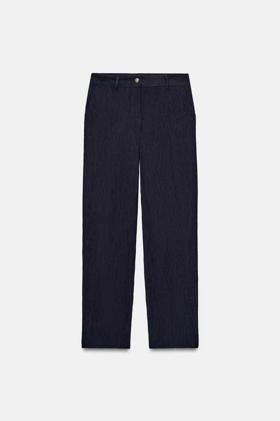 Pantalon droit effet froissé