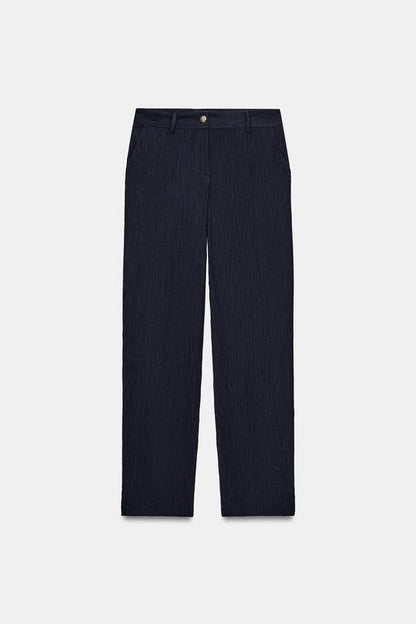 Pantalon droit effet froissé