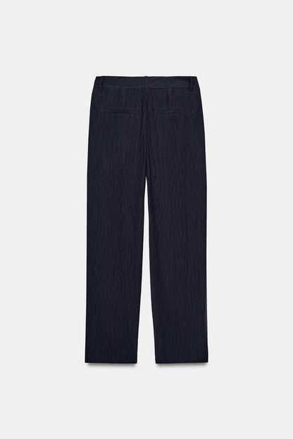 Pantalon droit effet froissé