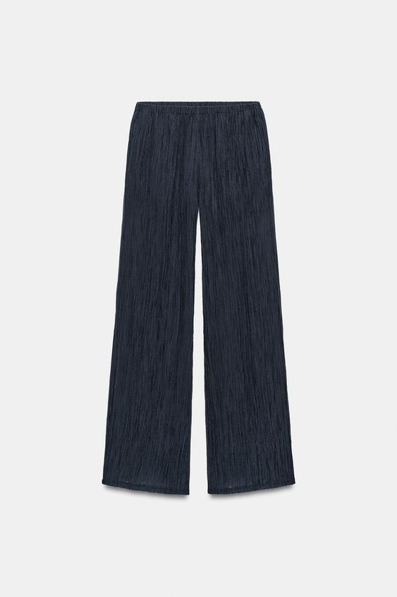 Pantalon semi-transparent effet froissé
